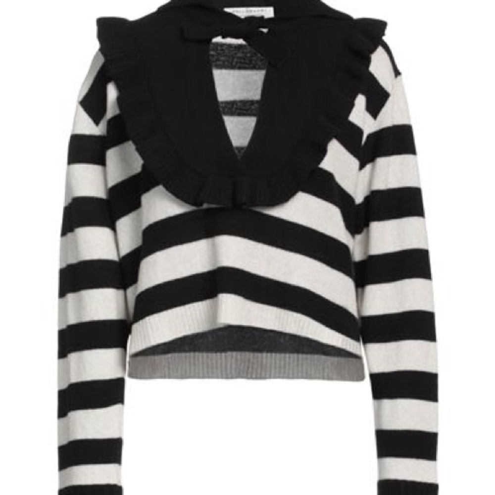 Philosophy Di Lorenzo Serafini STRIPED CASHMERE BLEND SWEATER Black and White